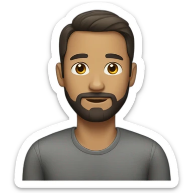 A man with a short haircut and beard sticker