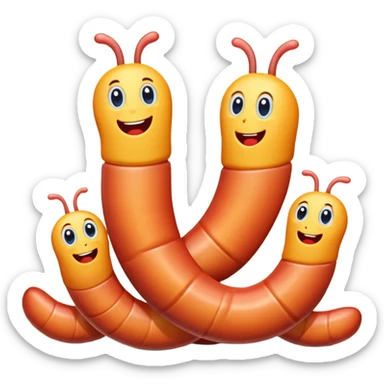 4 3D worms saying Good morning Family sticker