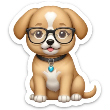 Dog wearing with glasses sticker