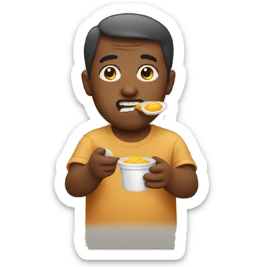 man eating baby food sticker