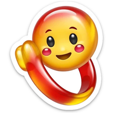 emoji de gomitas en forma de aro color rojo y amarillo sticker