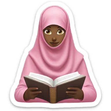 Girl in niqab reading quran  pink] sticker