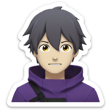 Fūjin in the anime world trigger in purple version sticker