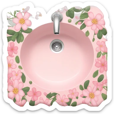 Light pink floral sink sticker