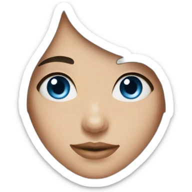 Dark brown long hair bangs girl with blue eyes sticker