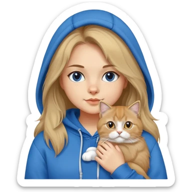 girl wear hoodie British Longhair sticker