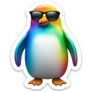 Rainbow penguin with sunglasses sticker