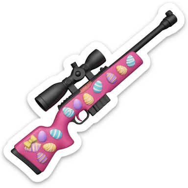 easter theme sniper rifle pink with bow tie sticker