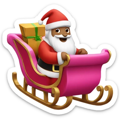 santa on a pink sleigh sticker