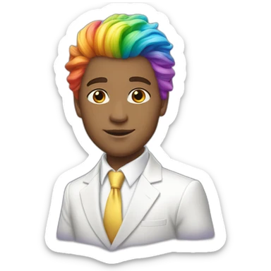 Posh-boy-with-white-suit-and-rainbow-unicorn-hair sticker