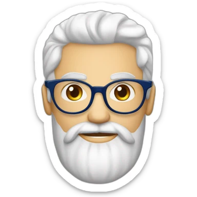 cara de hombre blanco con barba cana y lentes azules redondos, cejas café, sorprendido sticker