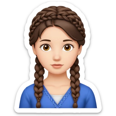 Back of brunettes head with a braid sticker