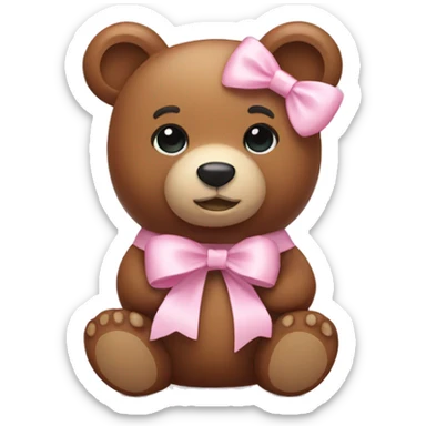 Bear with a light pink bow sticker