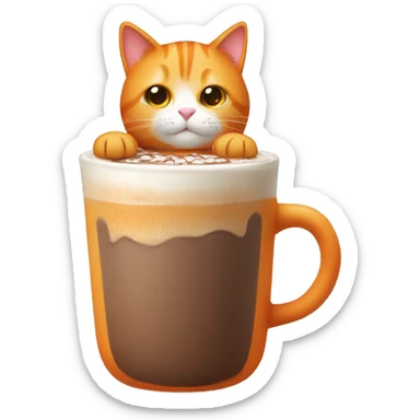 Orange cat holding hot chocolate  sticker