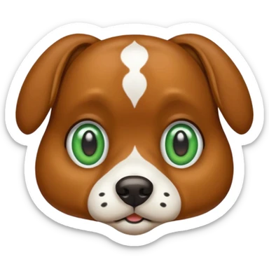 Brown dog with big green eyes and white spots on chest  sticker