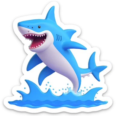playful shark with blue Nike shoes, jumping out of water sticker