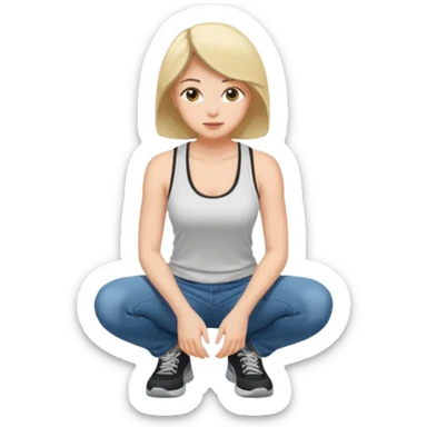  woman crouching sticker