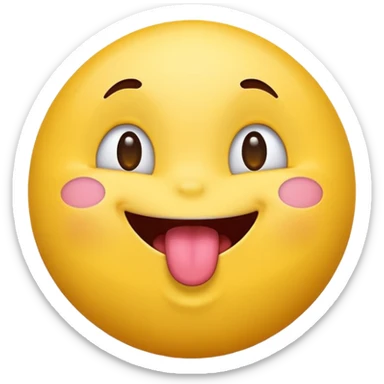 Emoji with its tounge out smiling whilst looking up sticker