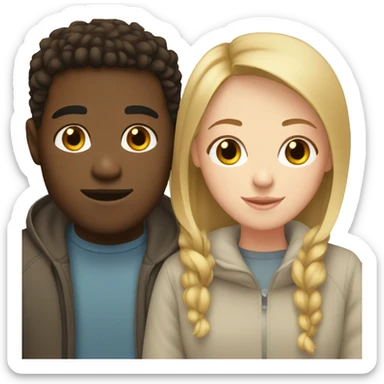 Black boyfriend and white girlfriend with brown hair  sticker