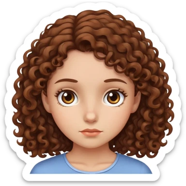 a girl side eyeing with brown curly hair  sticker