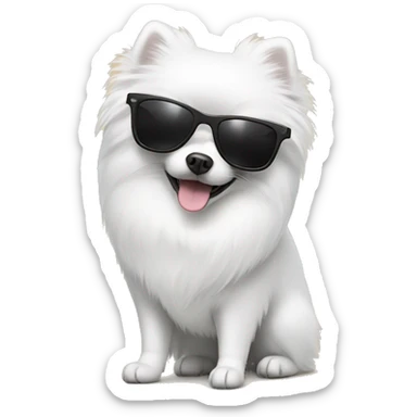 White pomeranian with black sunglasses sticker