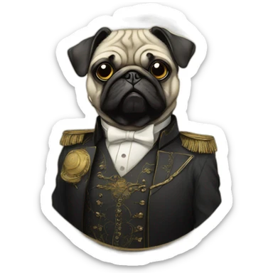 A cyberpunk pug in Art Nouveau style during 1910 sticker