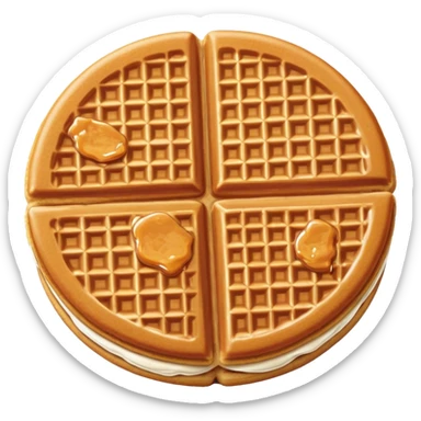 Stroopwafel Cinematic Realistic Stroopwafel Dessert Emoji, depicted as a single, flat, delicate caramel-filled waffle cookie rendered with crisp textures and warm, inviting lighting. sticker