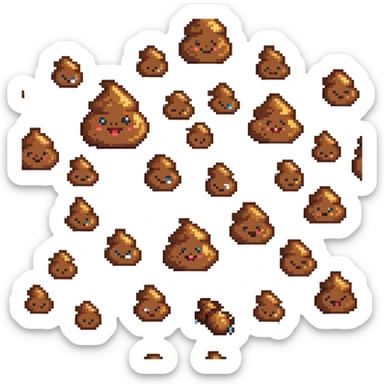 Pile of poo emoji with gradient colors from brown to darker brown, cute smiling face sticker