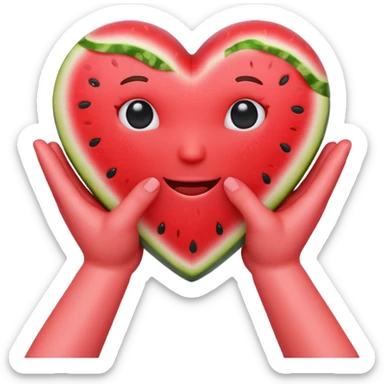 emoji of watermelon-red heart with giving hands sticker