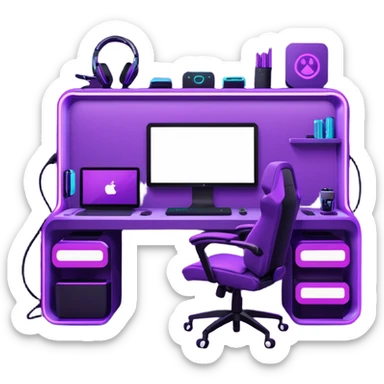 purple gaming setup sticker