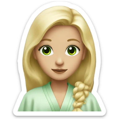 Blonde hair girl with green eyes in robe sticker