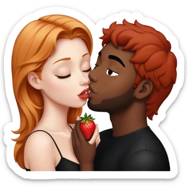 Strawberry blonde kissing black hair guy  sticker