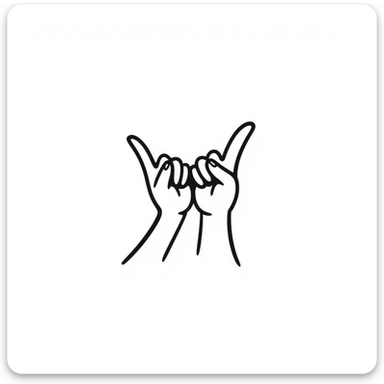 stylized symmetrical hand making rock sign (horns), doodle style, square format, symbol for music marketing course cover sticker