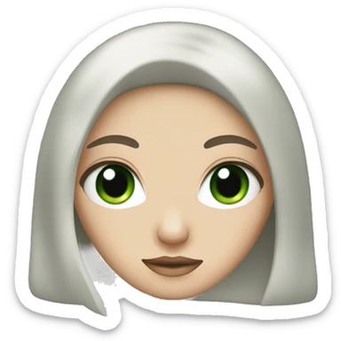 white girl with black hair and green eyes sticker