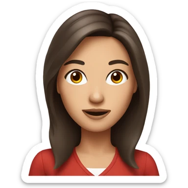 a brunette woman taking a selfie sticker