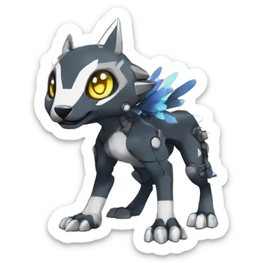 cute cool edgy sharp futuristic punk Digimon-Fakemon-animal full body sticker