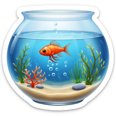 Fish Bowl Aquarium with a single Sea Monkey Atremia Shrimp in it sticker