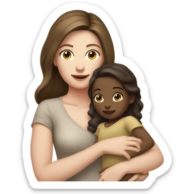 Pale Brunette holding a girl toddler  sticker