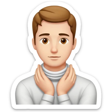 Guy having hands crossed on his neck sticker