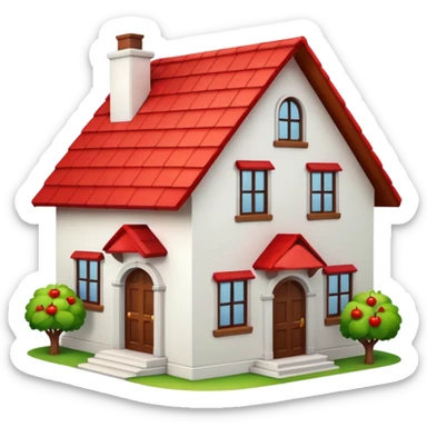 house with red roof, apple emoji style sticker