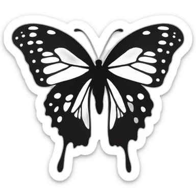 a black and white silhouette of a butterfly sticker