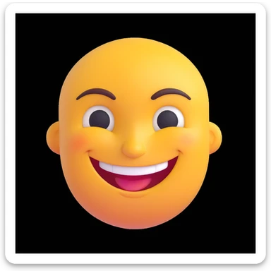 A smug-looking emoji with a wide, crooked grin and half-closed eyes, giving a cocky vibe, whilst mewing with his white hand pointing at his sharp jawline, showcasing a "sigma" look. sticker