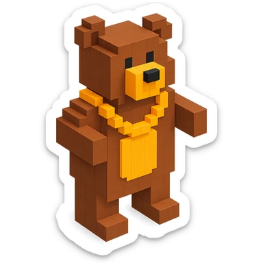 Russian grizzly bear with a rapper chain, standing on hind legs sticker