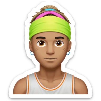 Basketball guy with neon headband sticker