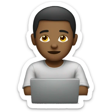 generate me a young emoji who is working on his computer and very focused sticker
