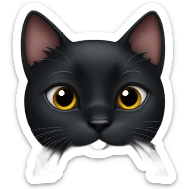 Black cat licking paw sticker