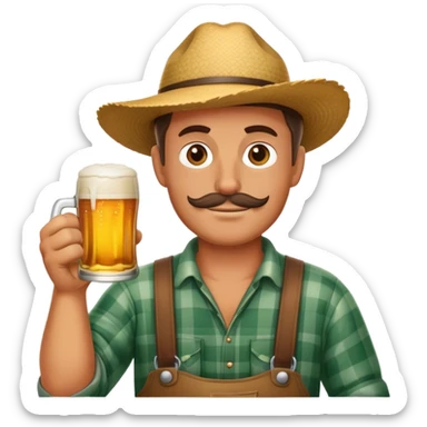 Farmer drinking beer sticker