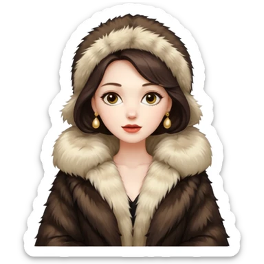Beautiful wealthy Woman in a huge fur coat  sticker