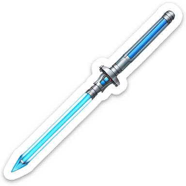 lightsaber with glowing blue blade and simple hilt sticker