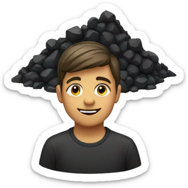 a boy and a mountain of coal sticker